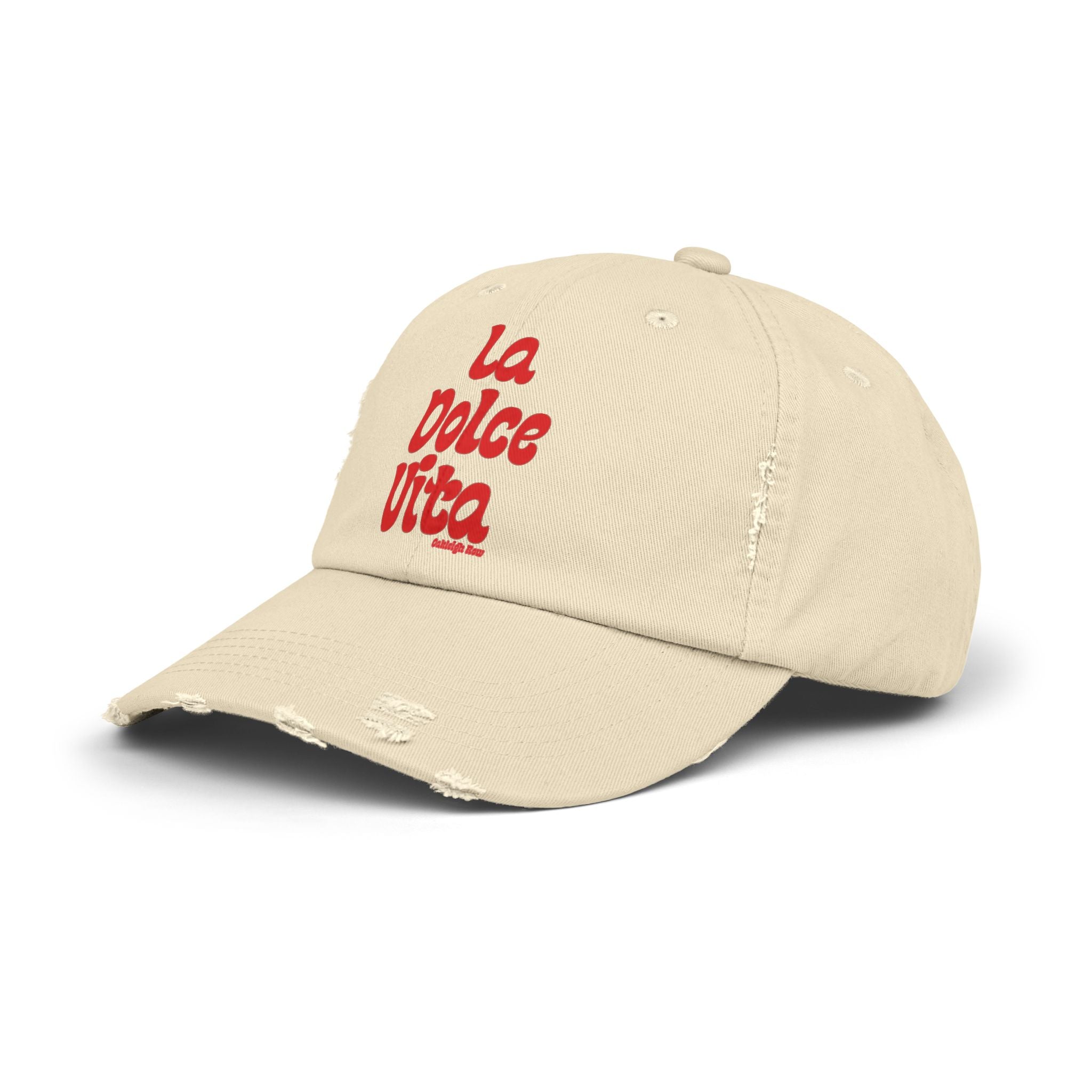 La Dolce Vita Distressed Hat - Red