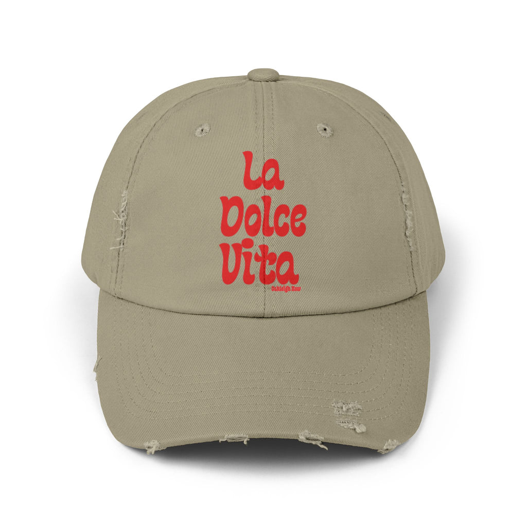 La Dolce Vita Distressed Hat - Red