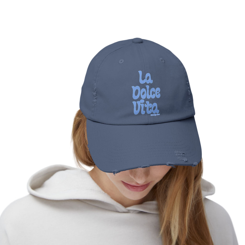 La Dolce Vita Distressed Hat - Blue