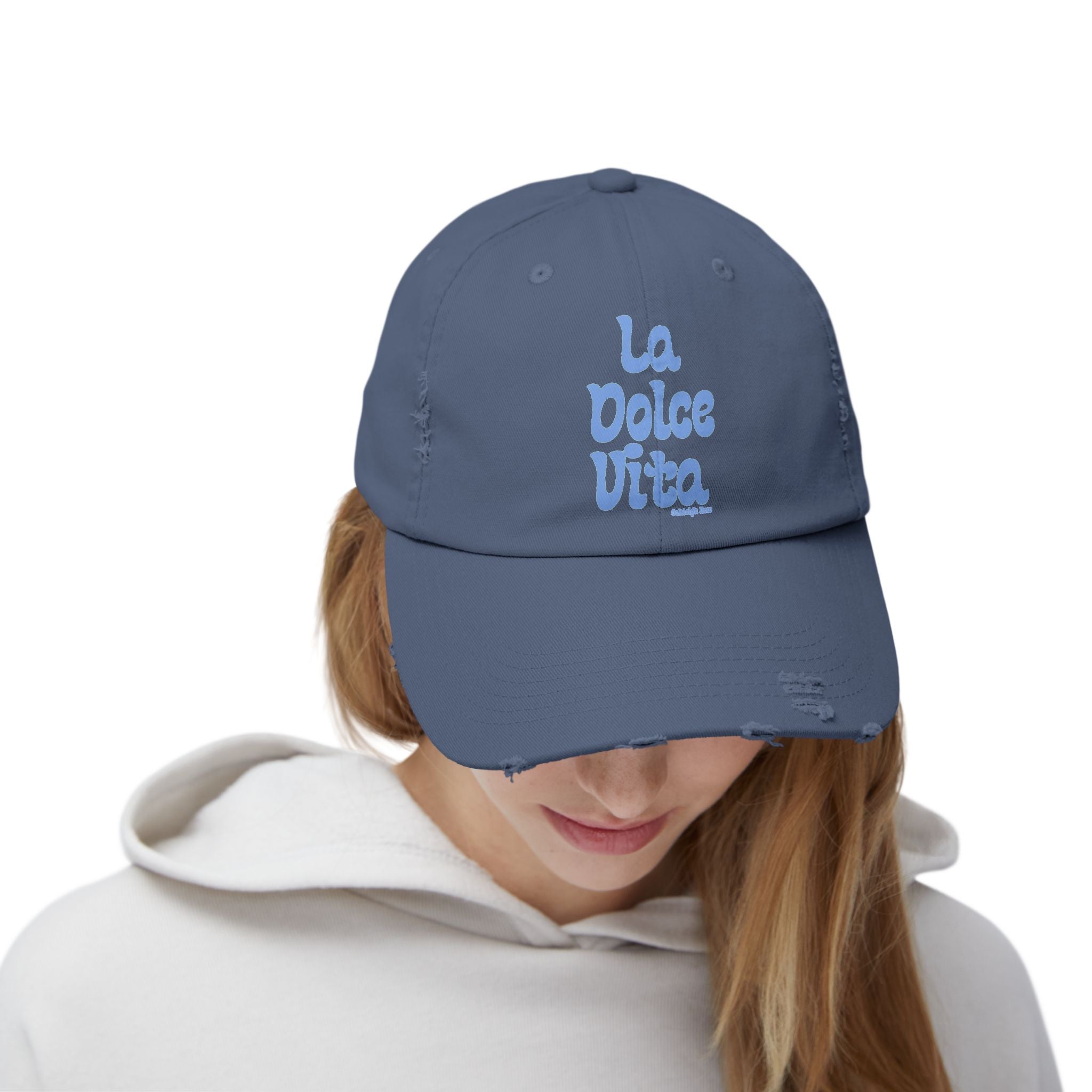 La Dolce Vita Distressed Hat - Blue